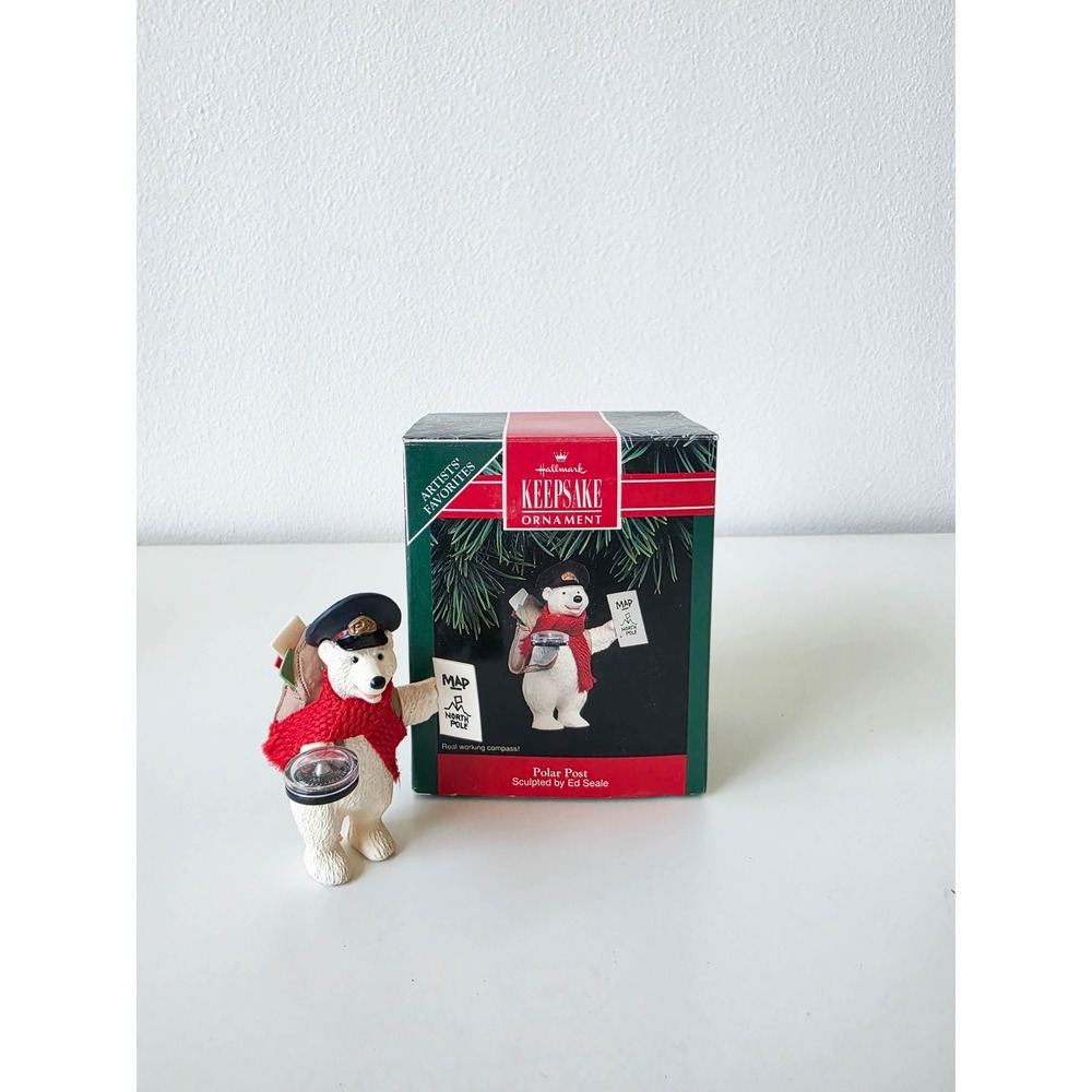 1992 Hallmark Keepsake Ornament Polar Post Bear Ed Seale Working Compass QX491-4